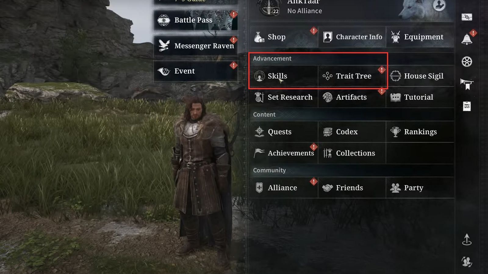 Skills and Traits are crucial to upgrade your character (Image via Youtube/@AhkTaar Prime || Netmarble)